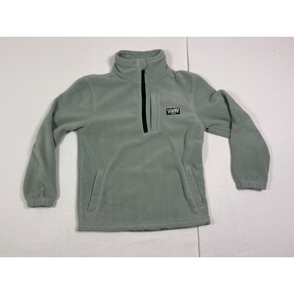 Binky Bro Boys Size 10T Sage Green Fleece Quarter Zip Pullover Jacket Pockets